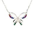 Strieborný náhrdelník MOTÝĽ s farebnými zirkónmi