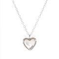 Strieborný reťaz s ozdobou srdca s perleťou a zirkónmi