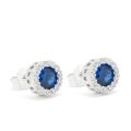 Strieborné náušnice so safírom a zirkónmi