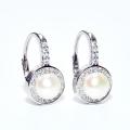 Strieborné náušnice s perlou a zirkónmi