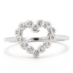 Strieborný prsteň srdce so zirkónmi