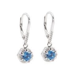 Strieborné náušnice s akvamarínom a zirkónmi