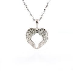 Prívesok srdce s anjelskými krídlami so zirkónmi