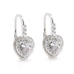 Strieborné náušnice SRDCE so zirkónmi