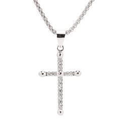 Strieborný prívesok krížik so zirkónmi