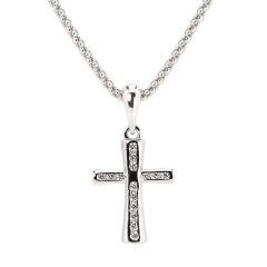 Strieborný prívesok krížik so zirkónmi