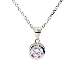 Strieborný prívesok so svetloružovým zafírom