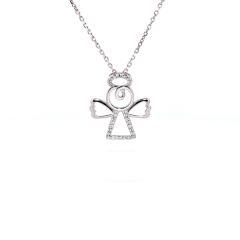 Strieborný prívesok anjela so zirkónmi