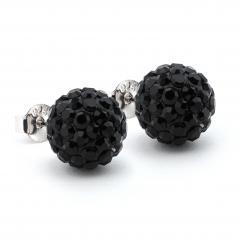 Strieborné náušnice s čiernym safírom