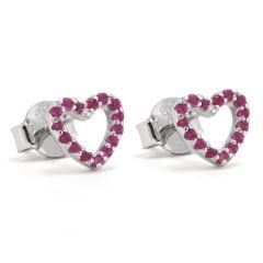 Strieborné náušnice srdiečka s turmalínom
