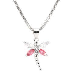 Strieborný prívesok vážka s turmalínom a zirkónmi