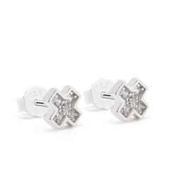 Strieborné náušnice krížik so zirkónmi