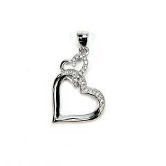 Strieborný prívesok spojené srdcia so zirkónmi