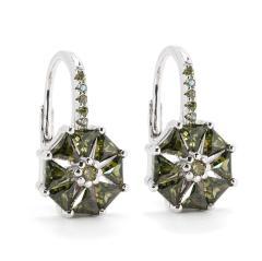 Strieborné náušnice s chryzolitom a zirkónmi