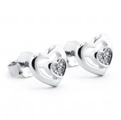 Strieborné náušnice SRDCE so zirkónmi