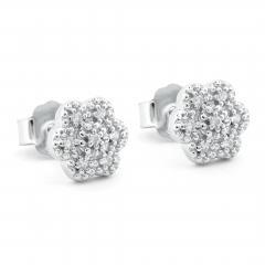 Strieborné náušnice kytičky so zirkónmi