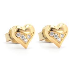 Pozlátené náušnice srdiečka so zirkónmi