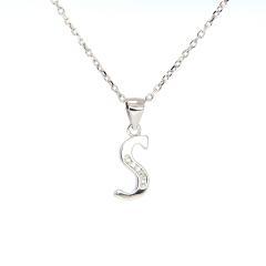 Strieborný prívesok S so zirkónmi