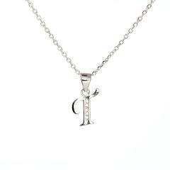 Strieborný prívesok T so zirkónmi