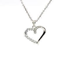 Strieborný prívesok srdce so zirkónmi