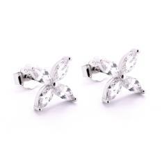 Strieborné náušnice kytičky so zirkónmi