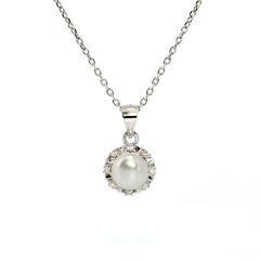 Strieborný prívesok perla so zirkónmi