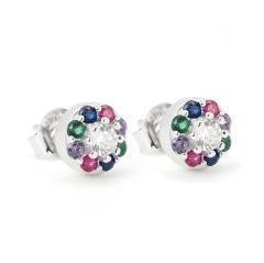 Strieborné náušnice s farebnými kameňmi
