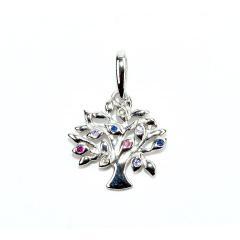 Strieborný prívesok strom života s farebnými zirkónmi