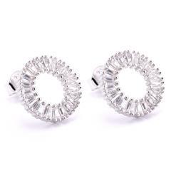 Strieborné náušnice kolečka so zirkónmi
