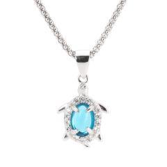 Strieborný prívesok korytnačka s akvamarínom a zirkónmi