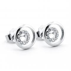 Strieborné náušnice kolečka so zirkónmi
