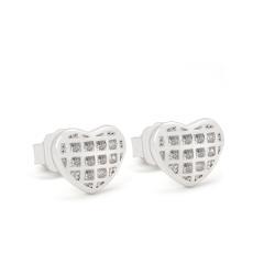 Strieborné náušnice SRDCE mriežka vykladaná zirkónmi