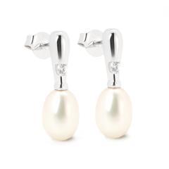 Strieborné náušnice s perlou a zirkónom
