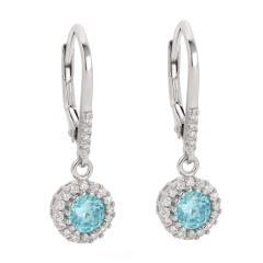 Strieborné náušnice s akvamarínom a zirkónmi