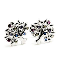 Strieborné náušnice s farebnými kameňmi