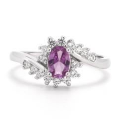 Strieborný prsteň s alexandritom a zirkónmi