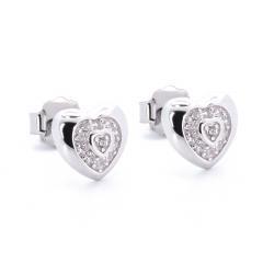 Strieborné náušnice SRDCE so zirkónmi