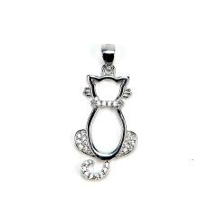 Strieborný prívesok mačka so zirkónmi