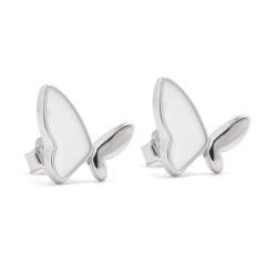 Strieborné náušnice motýľ s perleťou