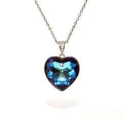 Strieborný prívesok srdce so safírom a zirkónmi