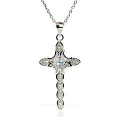 Strieborný prívesok krížik so zirkónmi