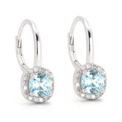 Strieborné náušnice s akvamarínom