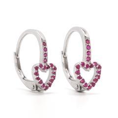 Strieborné náušnice srdiečka s turmalínom