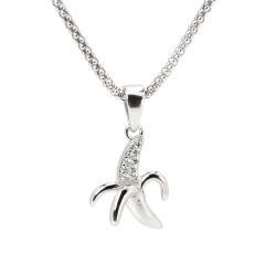 Strieborný prívesok banán so zirkónmi