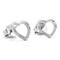 Strieborné náušnice srdiečka so zirkónmi