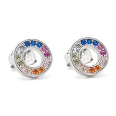 Strieborné náušnice s farebnými zirkónmi