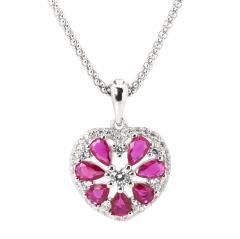 Strieborný prívesok srdce s turmalínom a zirkónmi