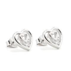 Strieborné náušnice SRDCE so zirkónmi