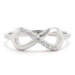 Strieborný prsteň srdce nekonečno so zirkónmi