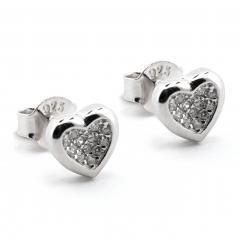 Strieborné náušnice SRDCE so zirkónmi